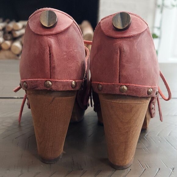 Sanita Theodora Clogs wooden heels red Sz 36/5.5-6 - Picture 4 of 13